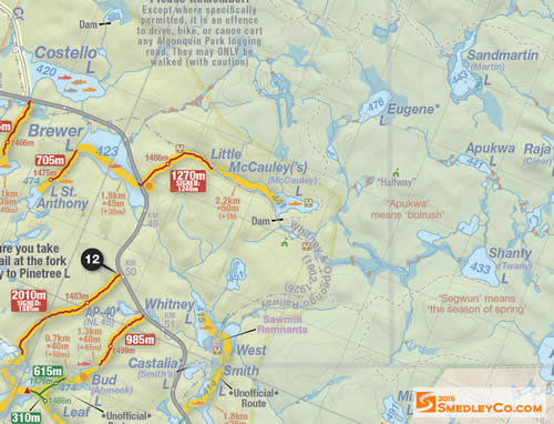 Map - Little McCauley Algonquin Park.