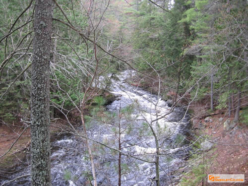 Portage on the riverbank hillside.