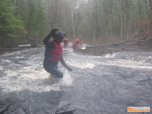 Markus makes his way back up river.